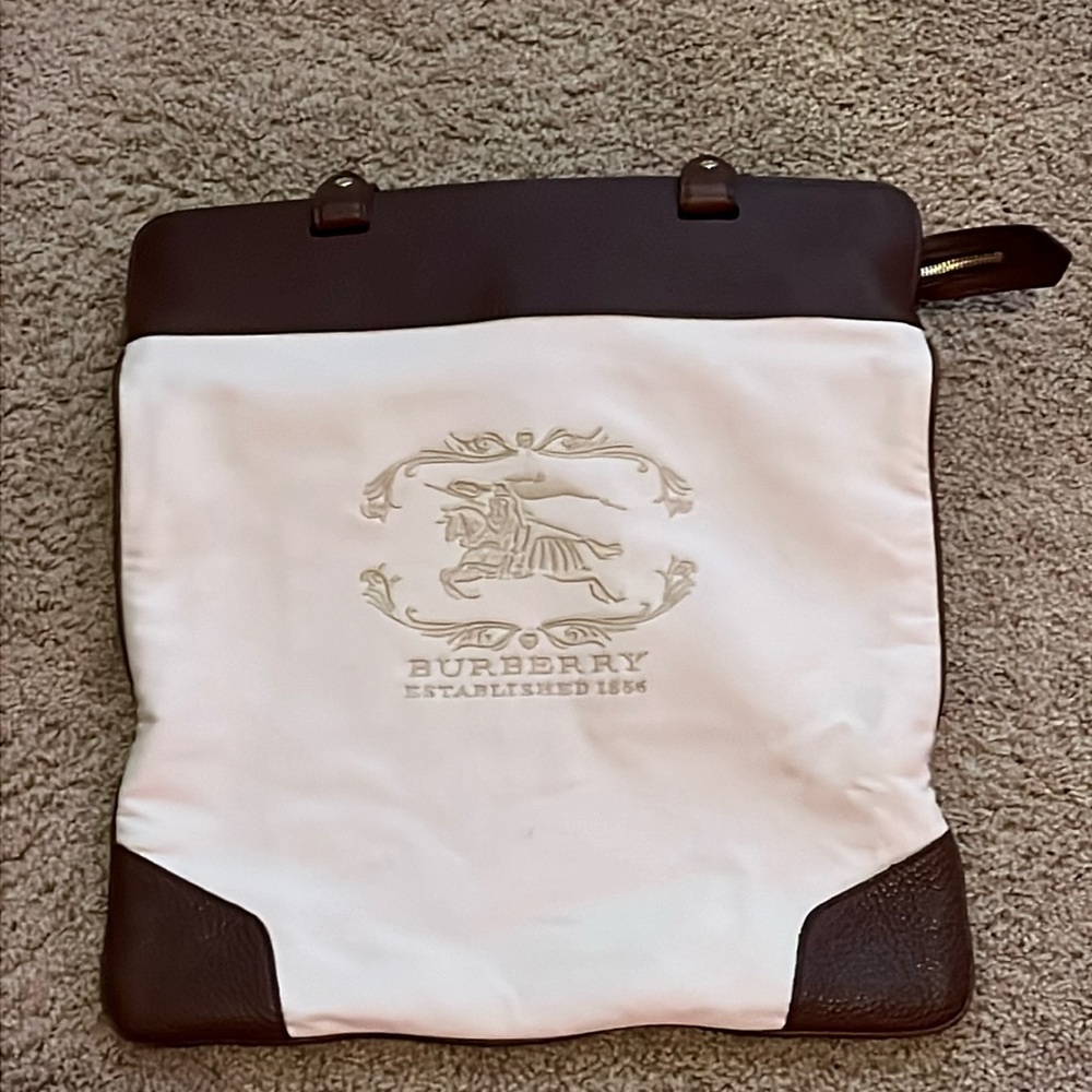 Burberry Packable Shopping Tote in Canvas & Leather